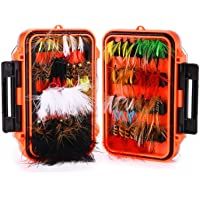 Magreel señuelos de Pesca 64 piezas-120 Piezas Kit de señuelos de Pesca con Caja de Moscas húmedas secas para Trucha de…